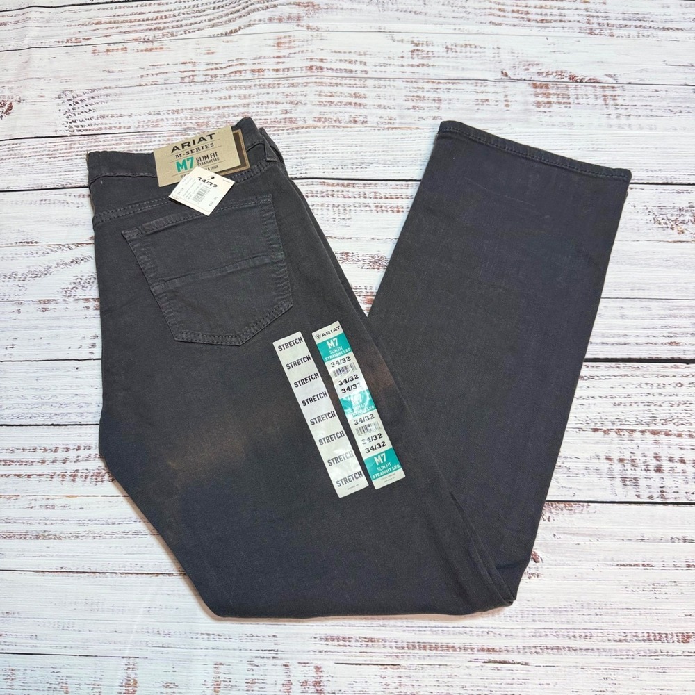 Ariat M7 Jeans 34x32 Slim Fit Straight Leg Stretch Charcoal Grey work wear